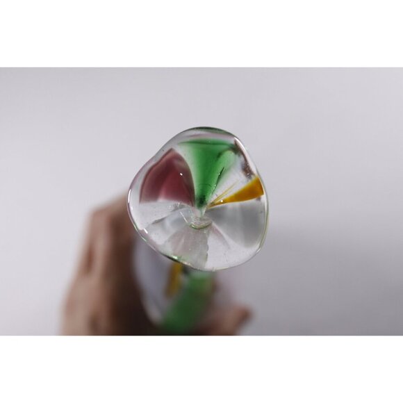 Vintage Signed glass art piece deflated balloon, Pastel toned art glass bud vase - Picture 6 of 9